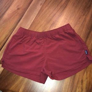 Red Patagonia baggies shorts
